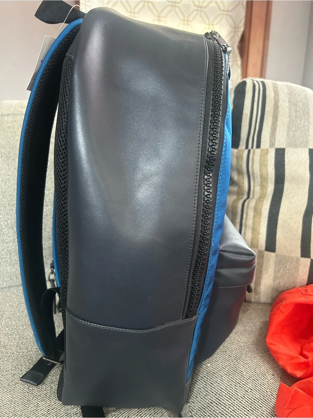 Coach Men's Blue and Black Nylon Backpack
